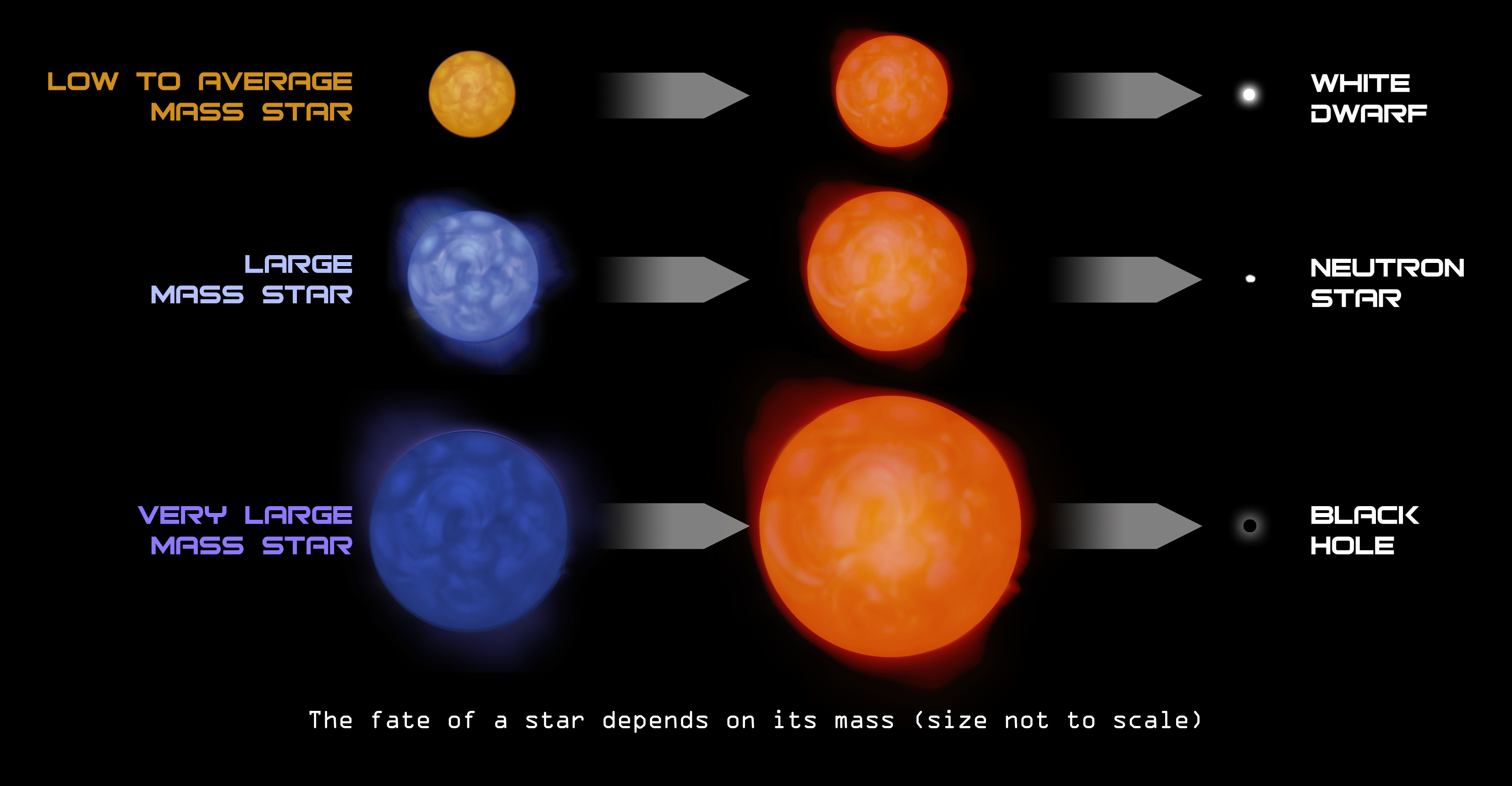 The fate of a star depends on its mass, from Chandra X-ray Observatory, via NASA/CXC/SAO. 